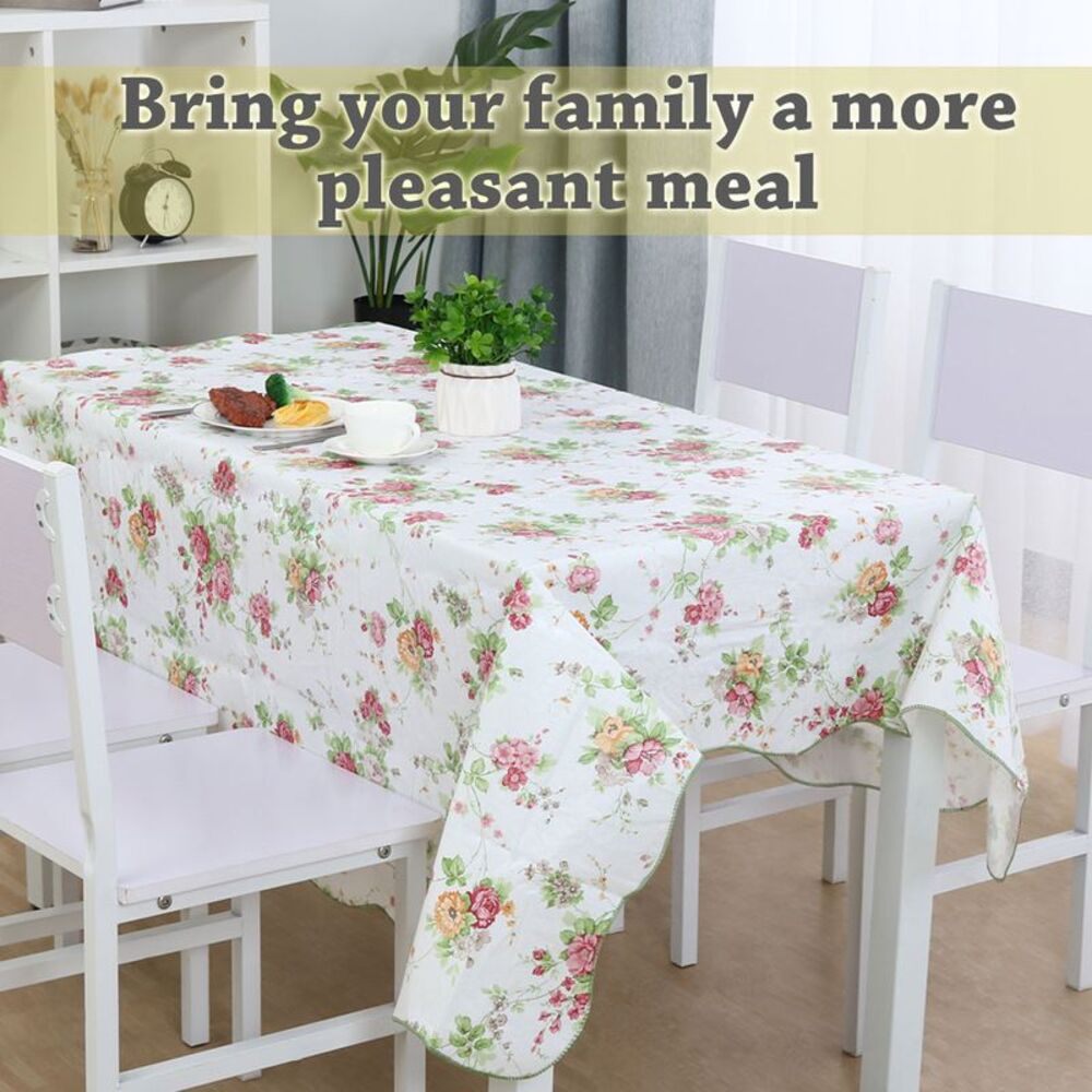 Home Picnic Rose Pattern Waterproof Rectangle Tablecloth Table Cover 54x71 Inch - Picture 3 of 6